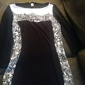 Black and white design dress